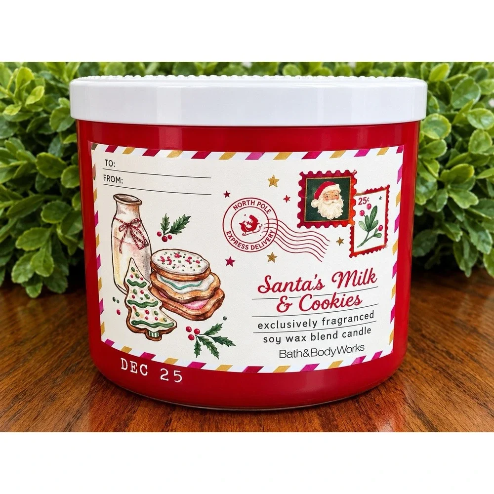 Bath & Body Works Santa's Milk & Cookies Scented 3 Wick Candle 14.5oz New